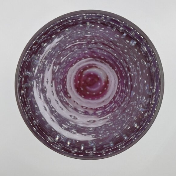 Vintage Hand Blown Controlled Bubble Cranberry Glass Vase - Picture 5 of 8